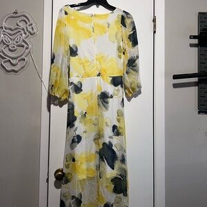 Harper Yellow and Black Floral Long Sleeve Dress